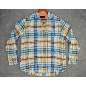 Tommy Bahama Linen Gingham‎ Button Up Shirt Mens Sz M Plaid Lightweight Vacation